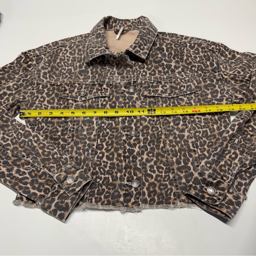 Free People | Animal Print Denim Jacket - Boho Chic - Neutral Edgy Layer - Picture 9 of 12